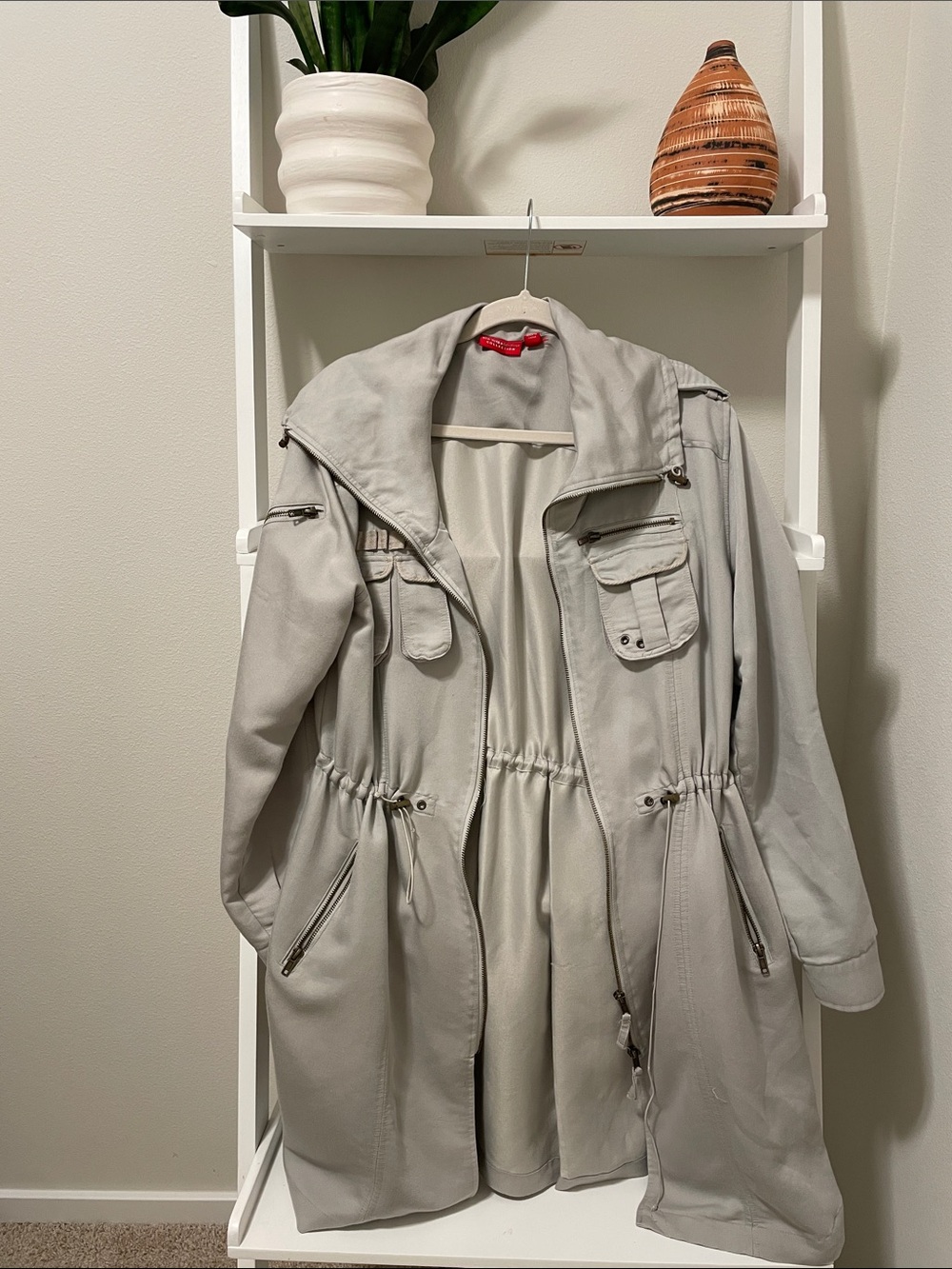 Light Gray Women's Anorak Jacket - Casual Utility Coat